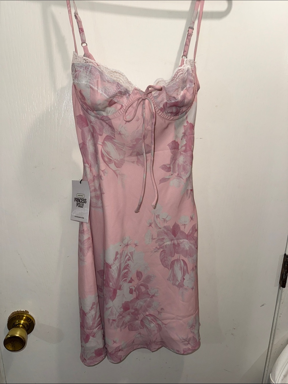 NWT Princess Polly Carissa Bustier Pink Floral Lace-Trim Slip dress